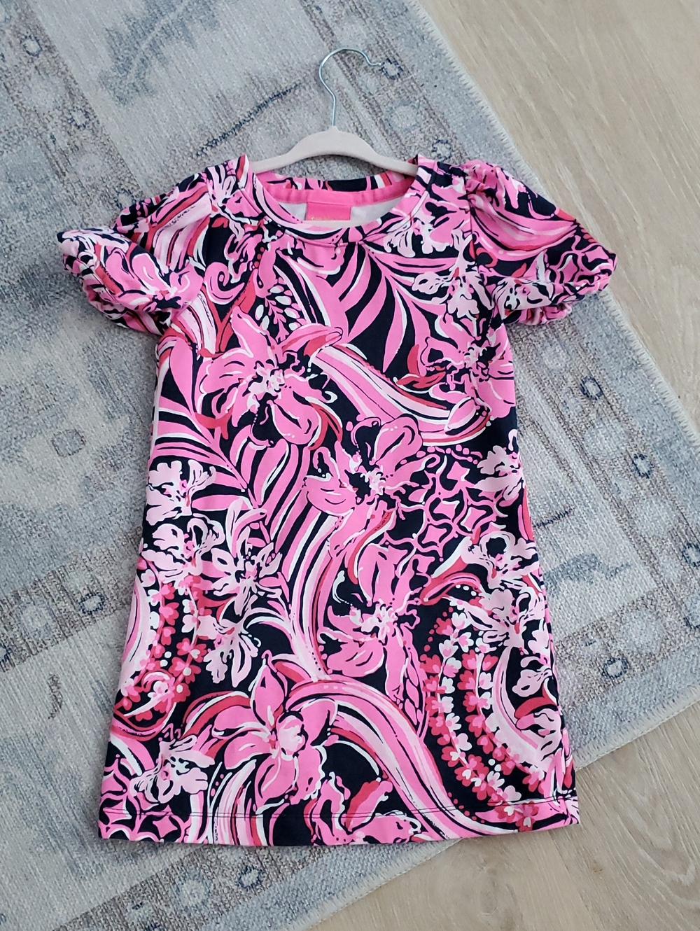 Lilly Pulitzer Girls Shift Dress Pink Floral SzS (4-5)